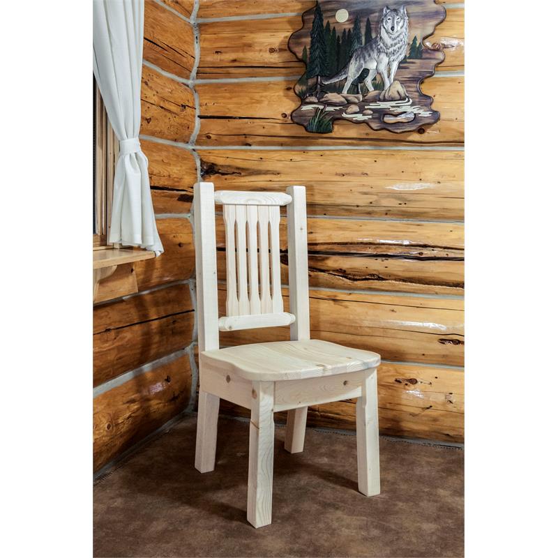 Montana Woodworks Homestead Wood Side Chair with Ergonomic Seat in Natural