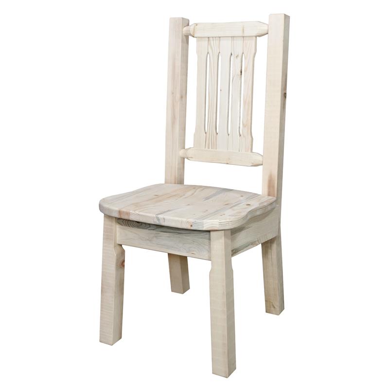Montana Woodworks Homestead Wood Side Chair with Ergonomic Seat in Natural