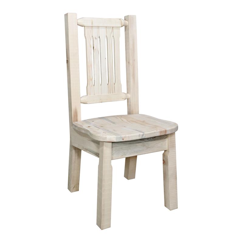 Montana Woodworks Homestead Wood Side Chair with Ergonomic Seat in Natural