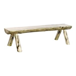 Montana Woodworks Transitional Wood Half Log Bench in Natural Lacquered