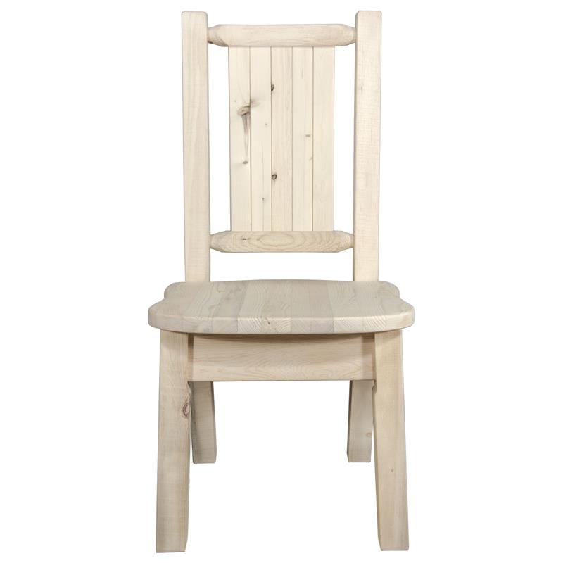 Montana Woodworks Homestead Wood Side Chair with Laser Engraved in Natural