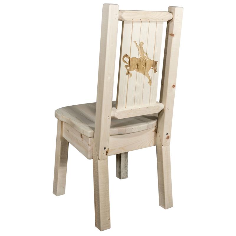 Montana Woodworks Homestead Wood Side Chair with Laser Engraved in Natural