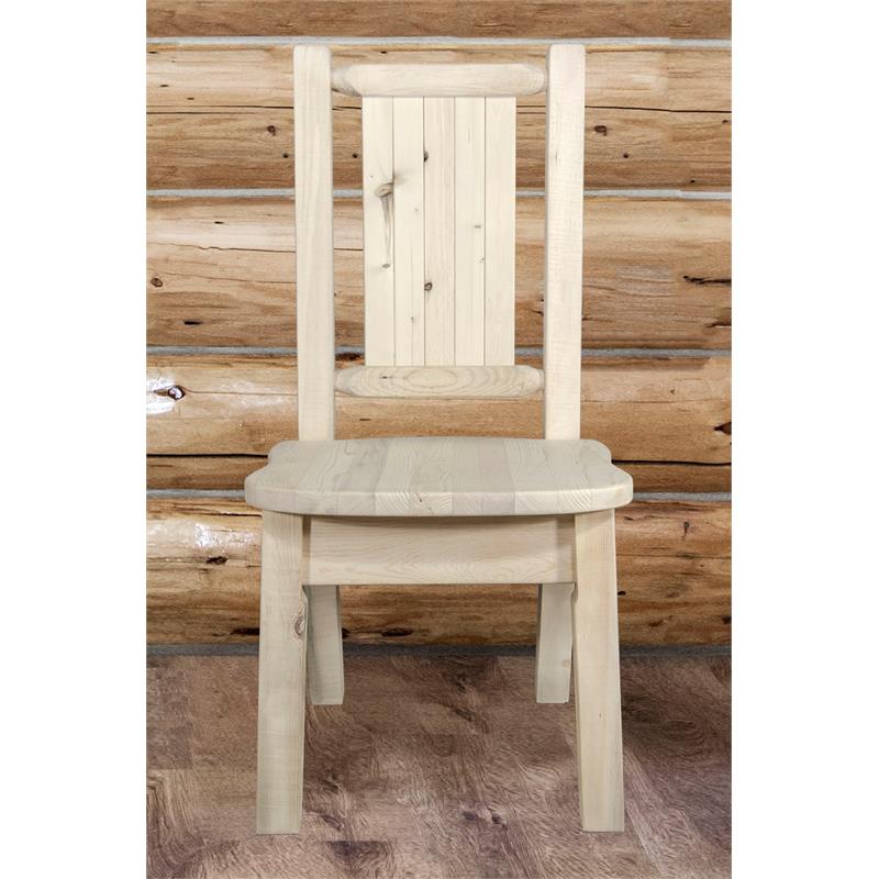 Montana Woodworks Homestead Wood Side Chair with Laser Engraved in Natural