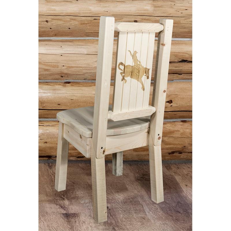 Montana Woodworks Homestead Wood Side Chair with Laser Engraved in Natural