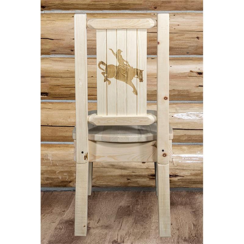 Montana Woodworks Homestead Wood Side Chair with Laser Engraved in Natural