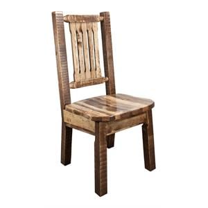 Montana Woodworks Homestead Solid Wood Side Chair with Ergonomic Seat in Brown