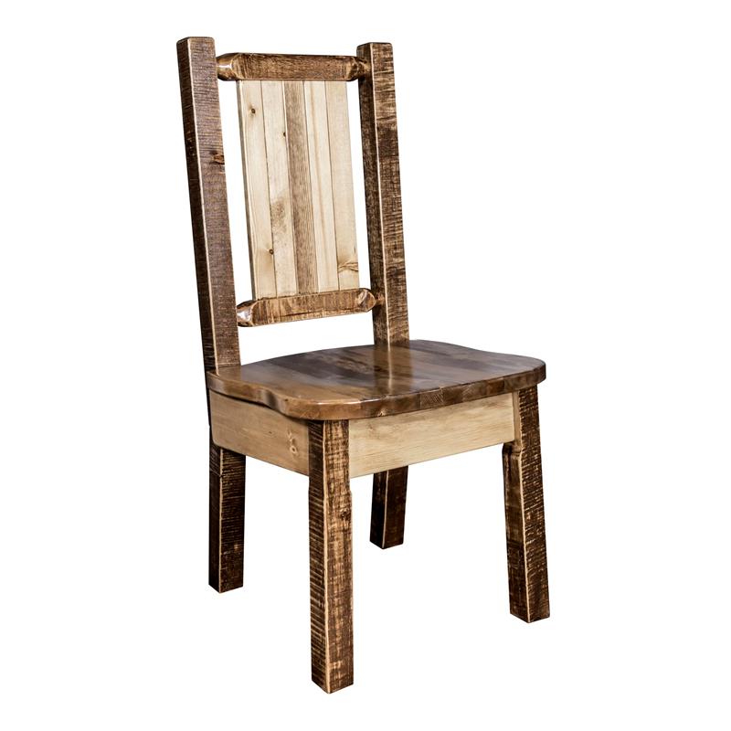 Montana Woodworks Homestead Wood Side Chair with Bear Design in Brown