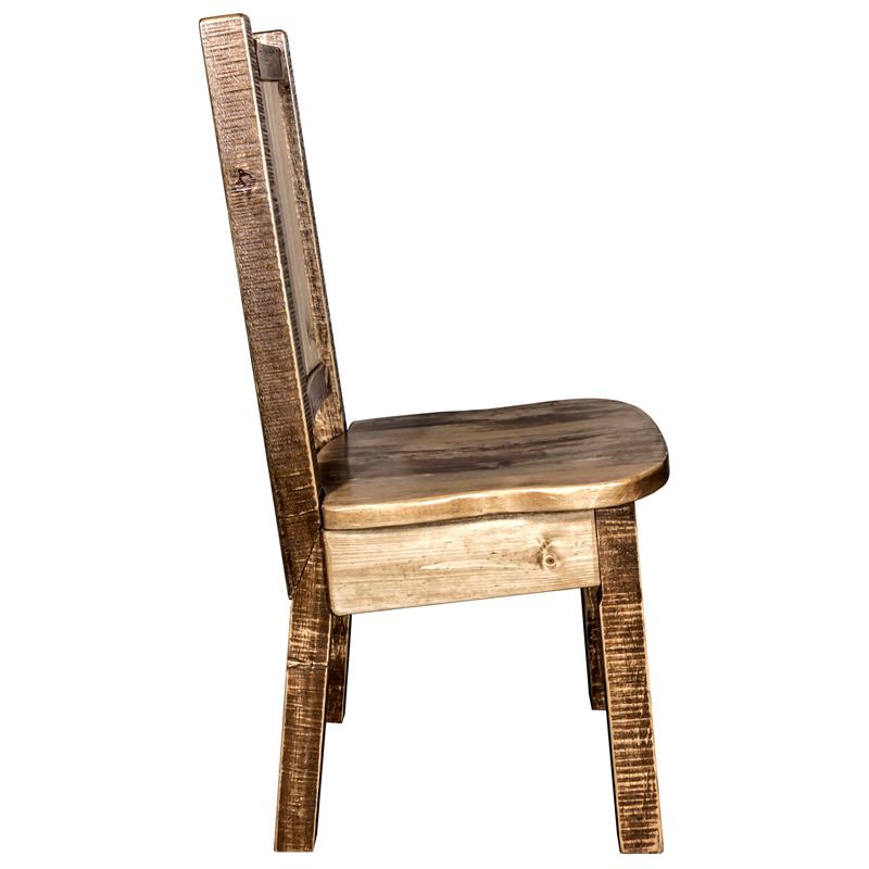 Montana Woodworks Homestead Wood Side Chair with Laser Engraved in Brown