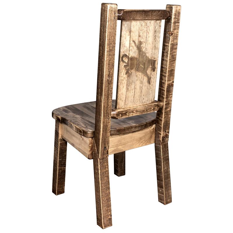 Montana Woodworks Homestead Wood Side Chair with Laser Engraved in Brown