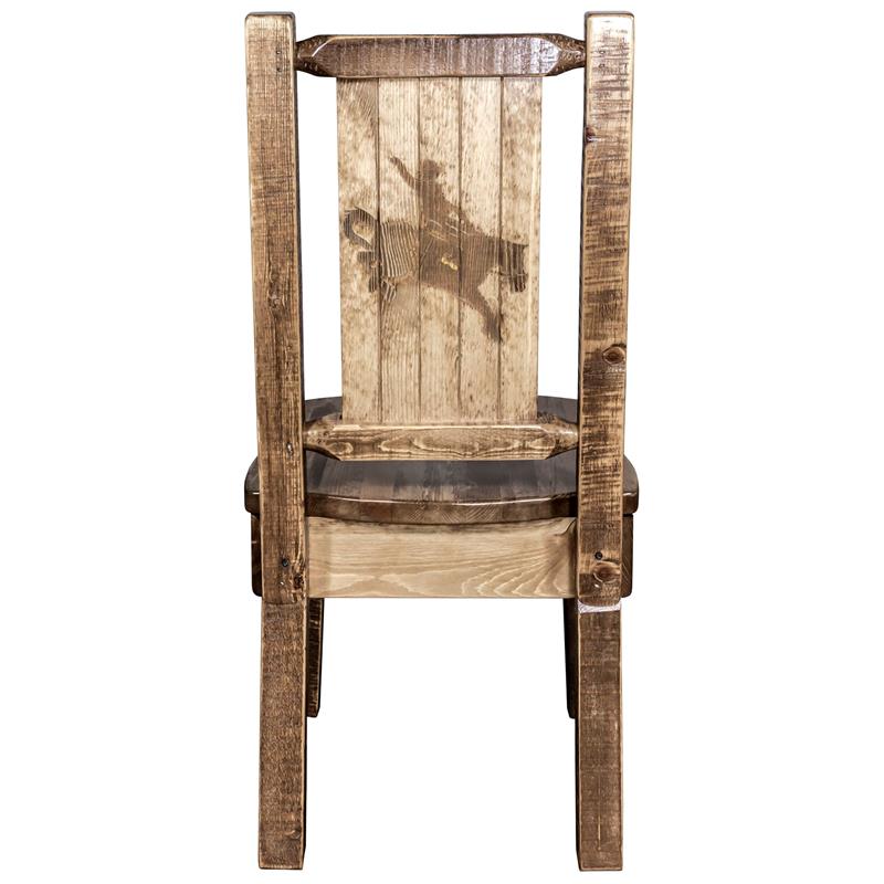 Montana Woodworks Homestead Wood Side Chair with Laser Engraved in Brown