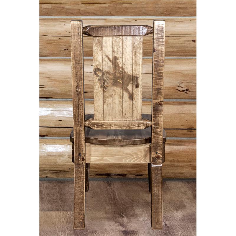 Montana Woodworks Homestead Wood Side Chair with Laser Engraved in Brown