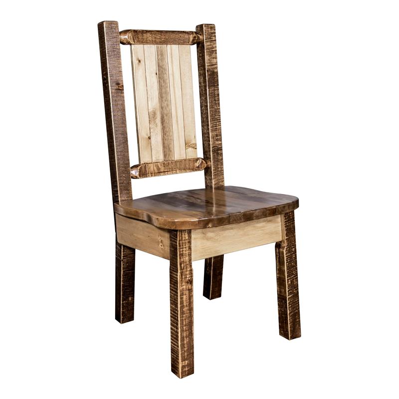 Montana Woodworks Homestead Wood Side Chair with Laser Engraved in Brown