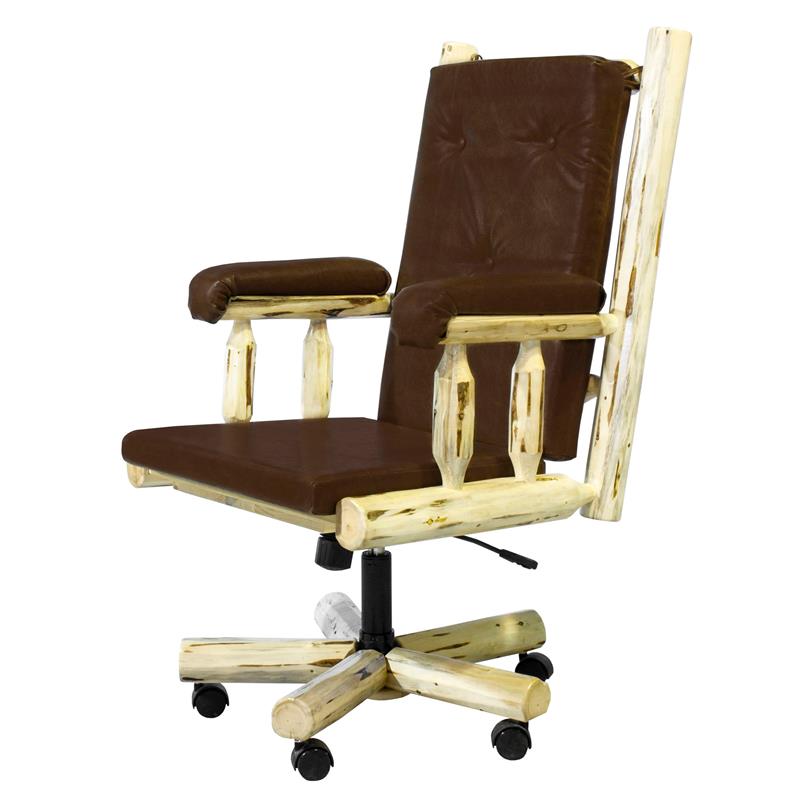 Montana Woodworks Transitional Solid Wood Upholstered Office Chair in Natural