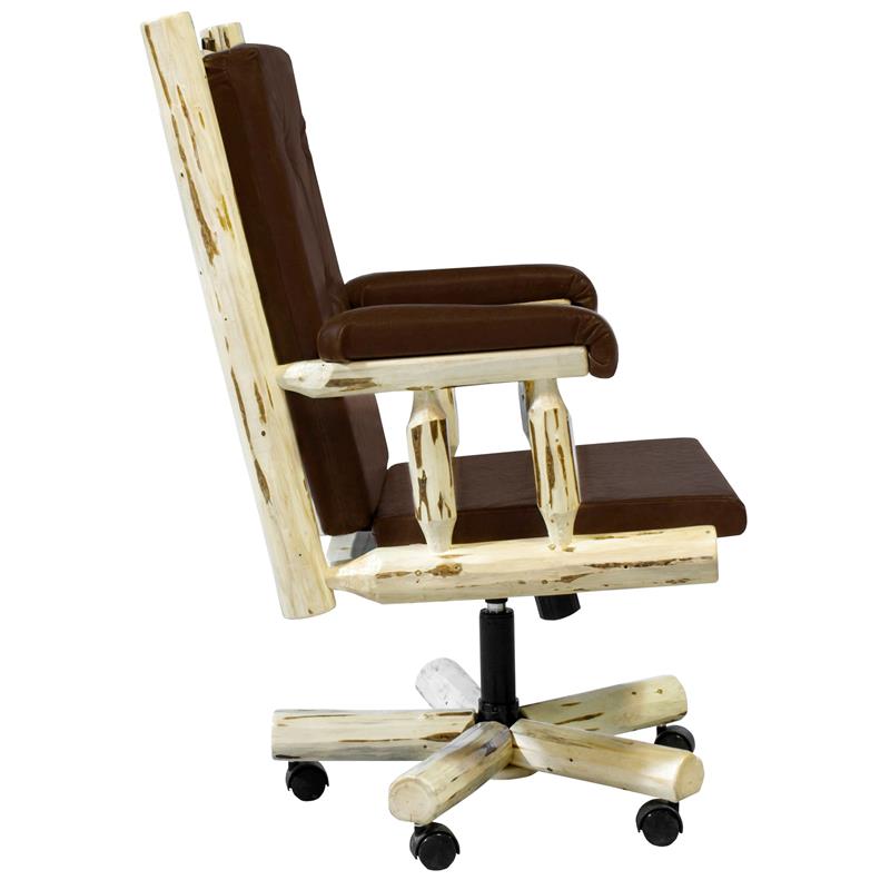 Montana Woodworks Transitional Solid Wood Upholstered Office Chair in Natural