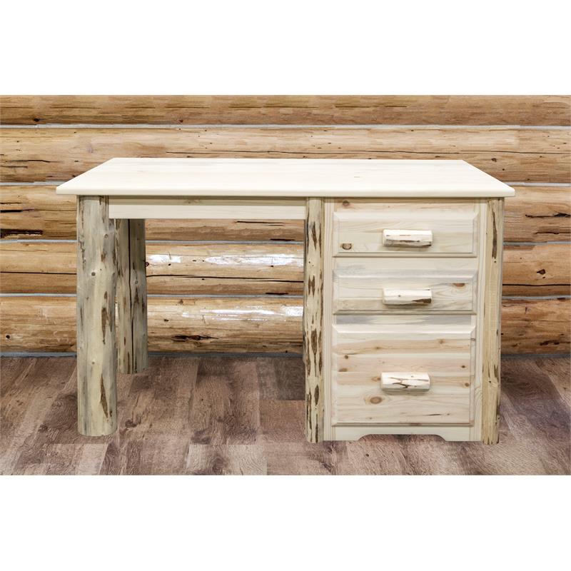 Montana Woodworks Hand-Crafted Transitional Wood Office Desk in Natural