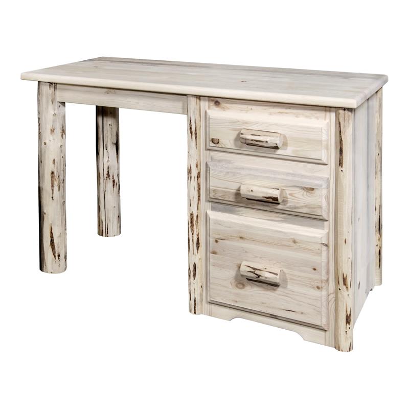 Montana Woodworks Hand-Crafted Transitional Wood Office Desk in Natural