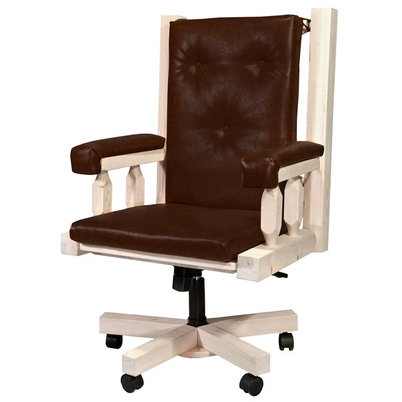 Montana Woodworks Homestead Solid Wood Upholstered Office Chair in Natural