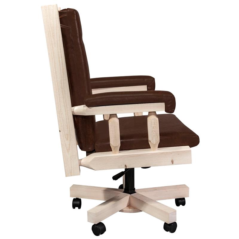 Montana Woodworks Homestead Solid Wood Upholstered Office Chair in Natural