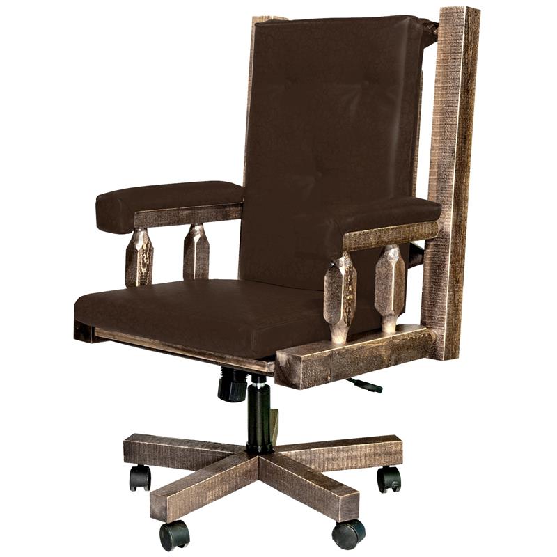Montana Woodworks Homestead Wood Upholstered Office Chair in Brown
