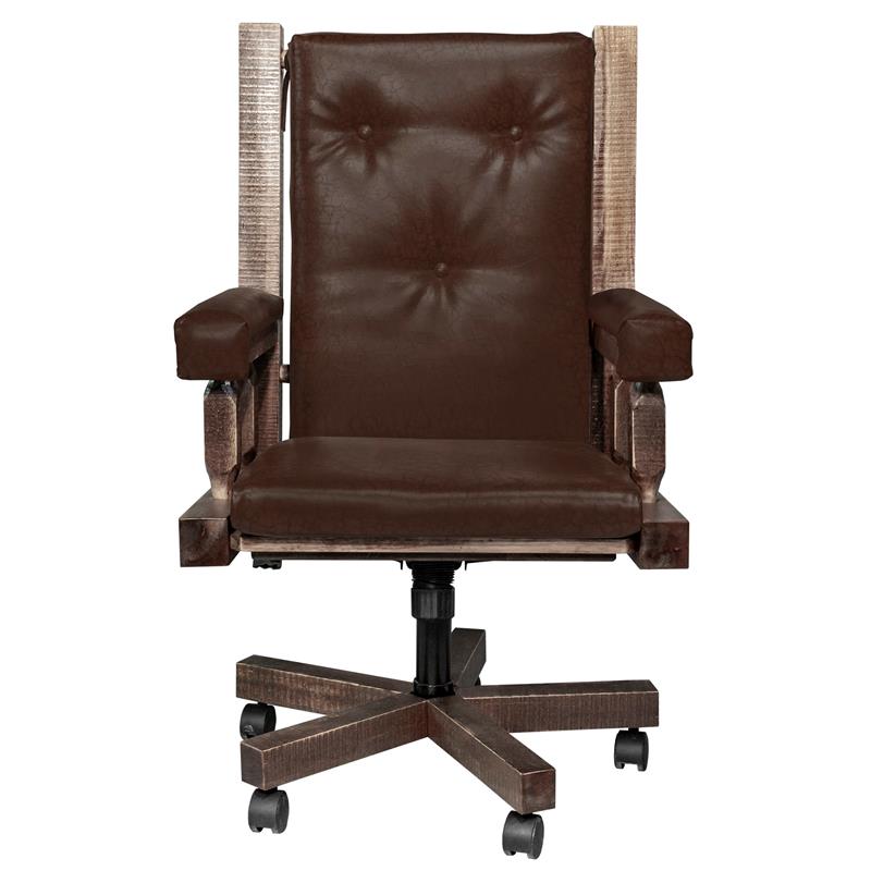 Montana Woodworks Homestead Wood Upholstered Office Chair in Brown