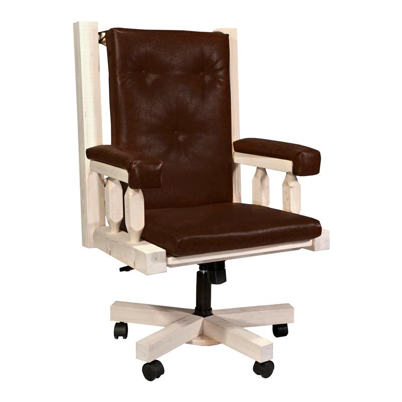 Montana Woodworks Homestead Wood Upholstered Office Chair in Natural