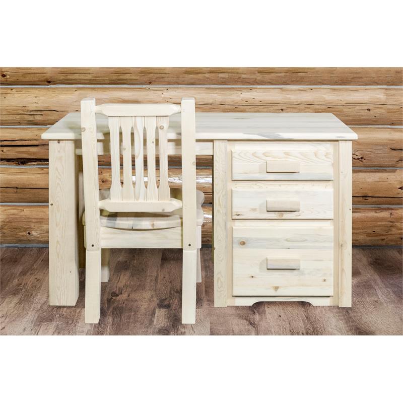 Montana Woodworks Homestead Transitional Solid Wood Office Desk in Natural