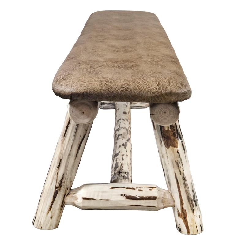 Montana Woodworks 6ft Wood Plank Style Bench with Buckskin Upholstery in Natural