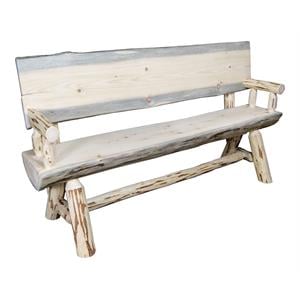 Montana Woodworks 5ft Transitional Wood Half Log Bench in Natural