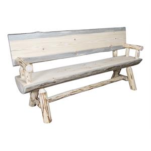 Montana Woodworks 6ft Transitional Wood Half Log Bench in Natural