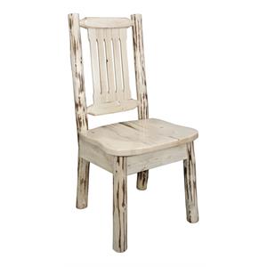 Montana Woodworks 38&quot Wood Side Chair with Ergonomic Wooden Seat in Natural