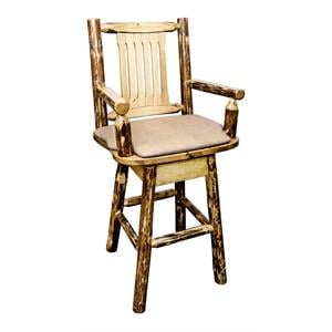 Montana Woodworks Glacier Country 30&quot Pine Wood Captain's Barstool in Brown