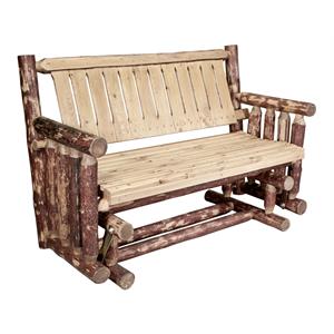 Montana Woodworks Glacier Country 19&quot Hand-Crafted Wood Glider in Brown