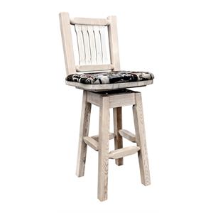 Montana Woodworks Homestead 30&quot Pine Wood Upholstered Barstool in Natural