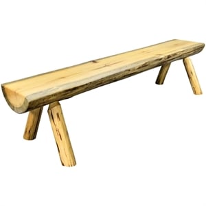 Montana Woodworks 5ft Transitional Pine Wood Half Log Bench in Gold