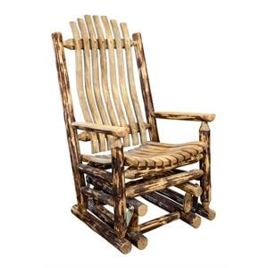 Montana Woodworks Glacier Country Transitional Wood Glider Rocker in Brown