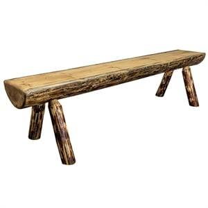 Montana Woodworks Glacier Country 5ft Transitional Wood Half Log Bench in Brown