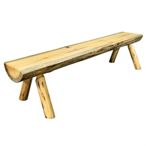 Montana Woodworks 4ft Transitional Pine Wood Half Log Bench in Gold