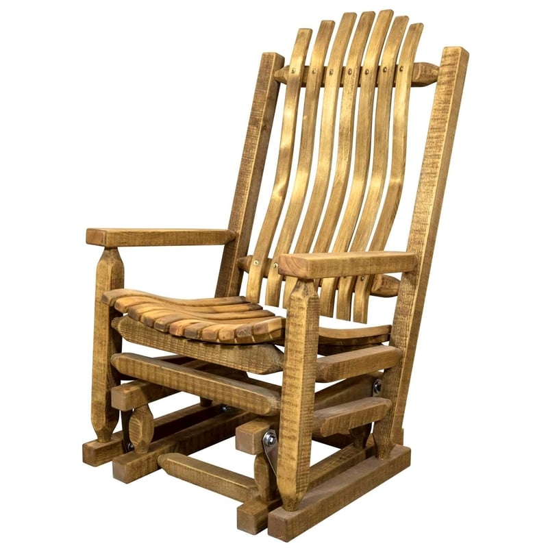 Montana Woodworks Homestead Transitional Wood Glider Rocker in Gold