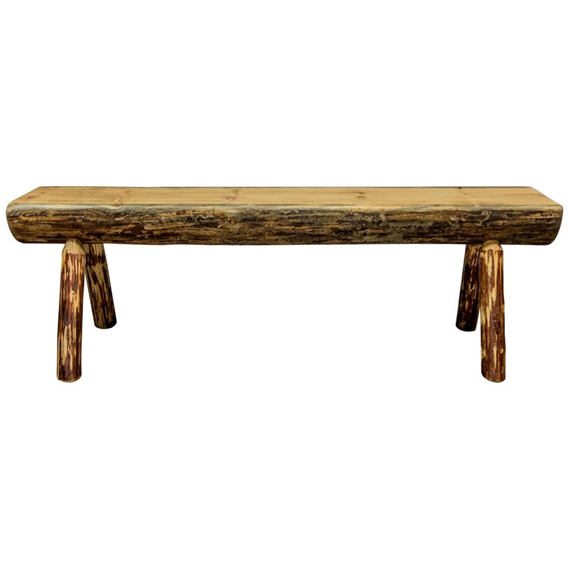 Montana Woodworks Glacier Country 4ft Transitional Wood Half Log Bench in Brown