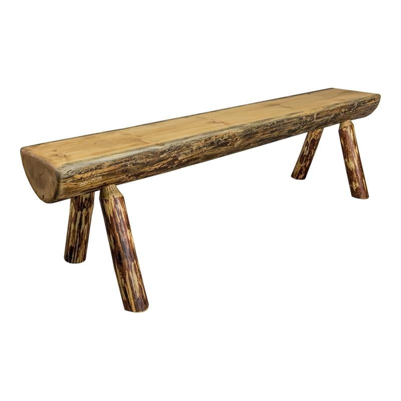 Montana Woodworks Glacier Country 4ft Transitional Wood Half Log Bench in Brown