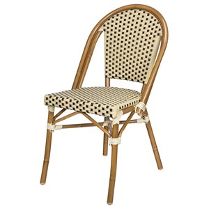 source furniture paris resin wicker patio dining side chair in cream & chocolate