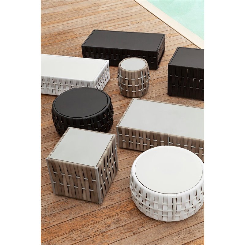 Source Furniture Scorpio Aluminum Frame Rectangular Patio Coffee Table in Gray
