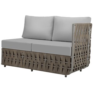 source furniture scorpio aluminum frame right arm loveseat in gray/gray cushion