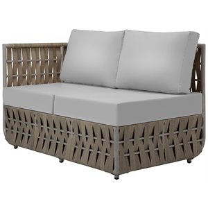 source furniture scorpio aluminum frame left arm loveseat in gray/gray cushion
