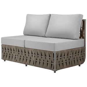 source furniture scorpio aluminum frame armless loveseat in gray/gray cushion