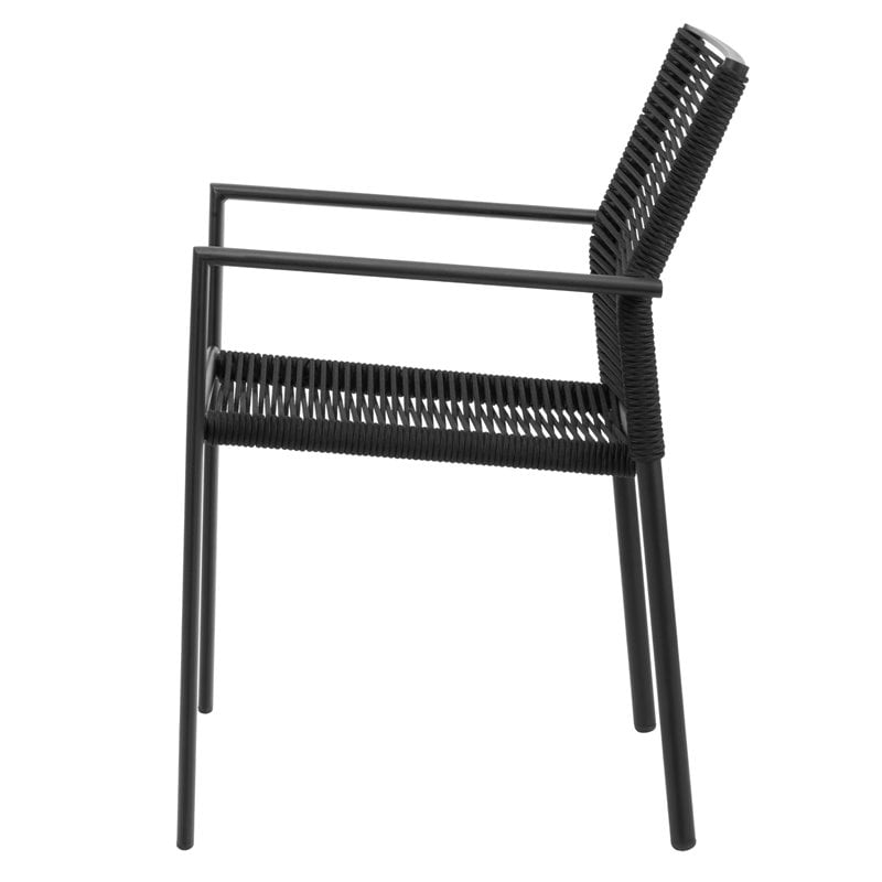 Source Furniture Avalon Aluminum Frame Patio Dining Arm Chair in Black