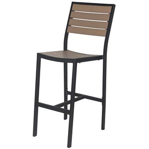 source furniture napa aluminum patio bar side stool in black frame/gray seat