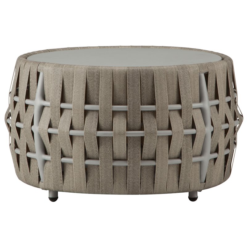 Round Wicker Patio Coffee Table - Hampton Bay Megan Grey All Weather