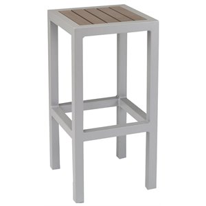 source furniture napa aluminum patio bar stool in silver and gray