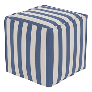 indoor/outdoor pouf blue and white stripes
